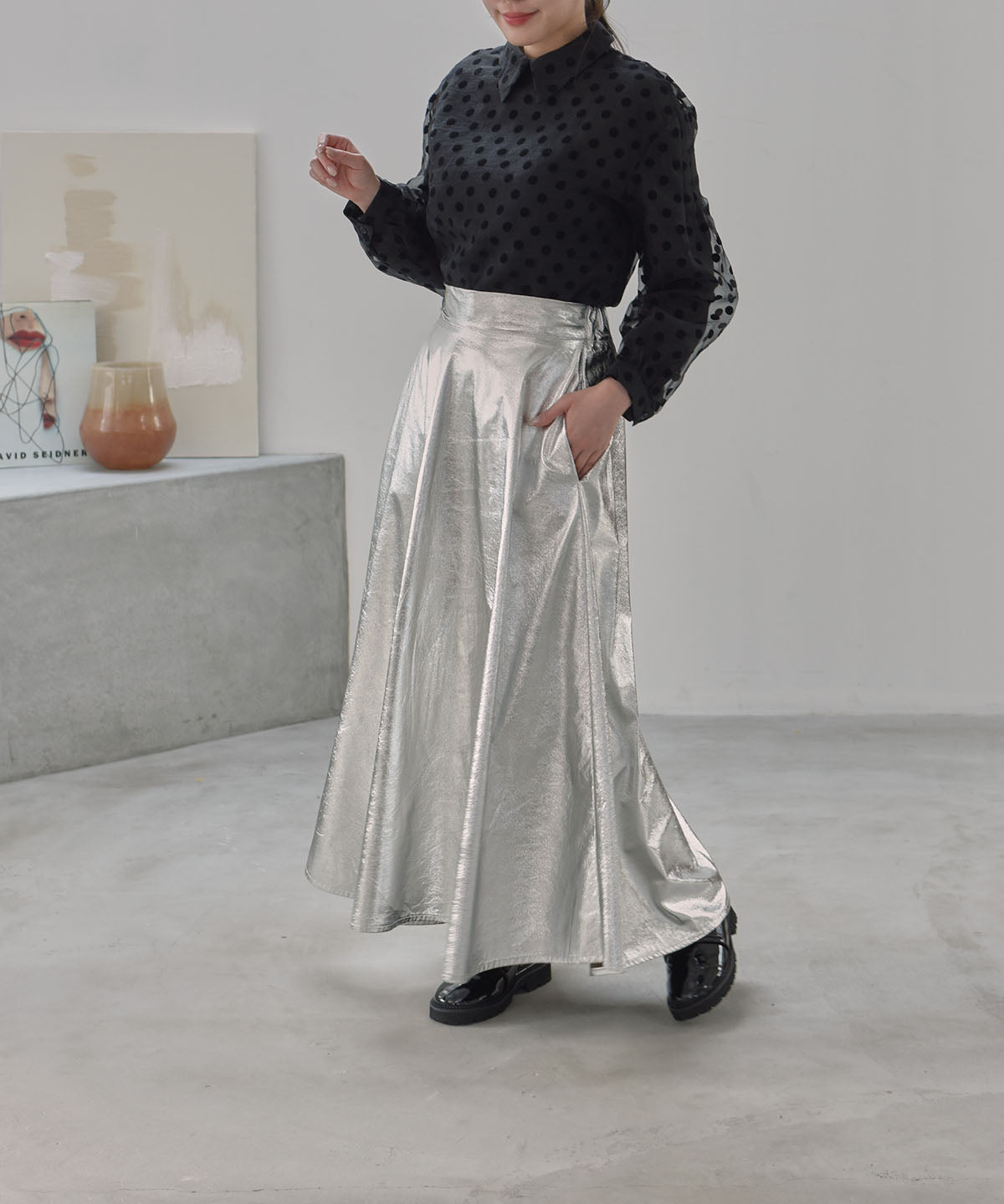 see-through dot blouse