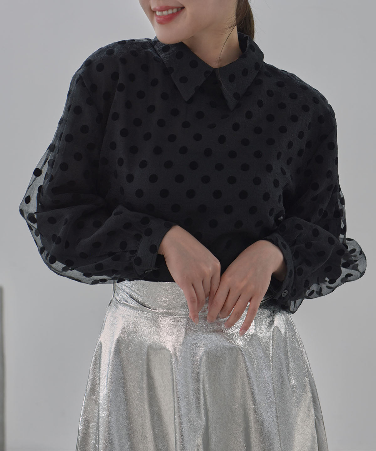 see-through dot blouse