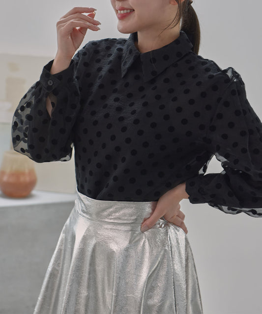 see-through dot blouse