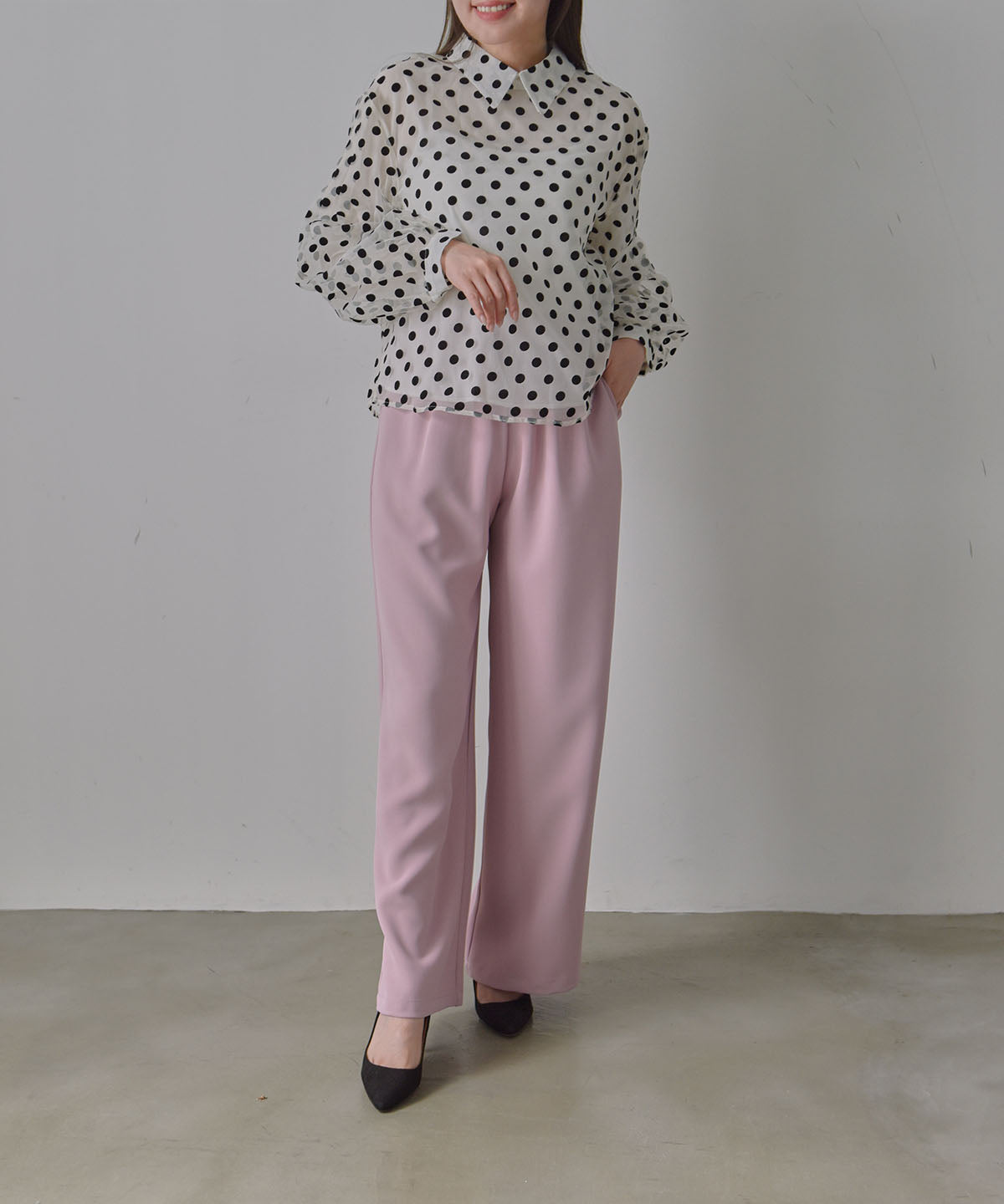 see-through dot blouse