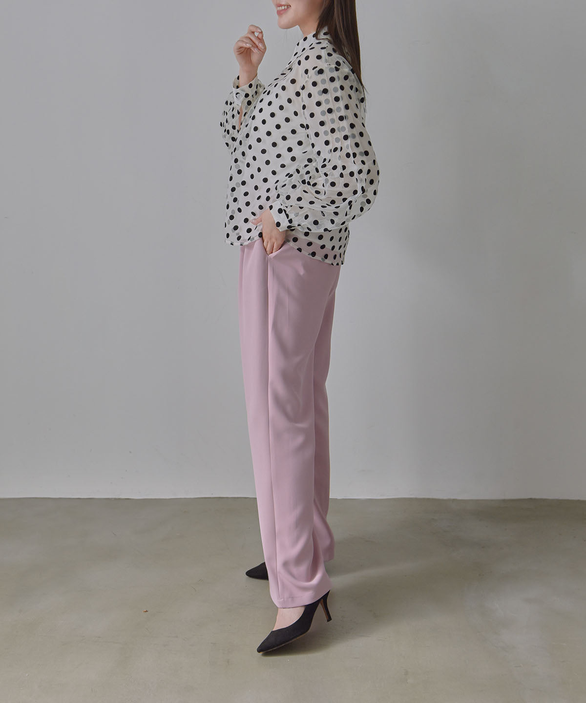 see-through dot blouse