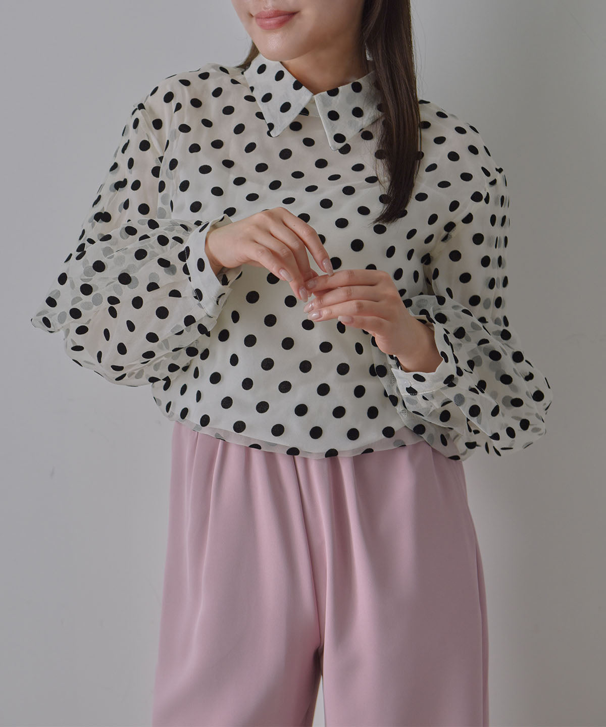 see-through dot blouse