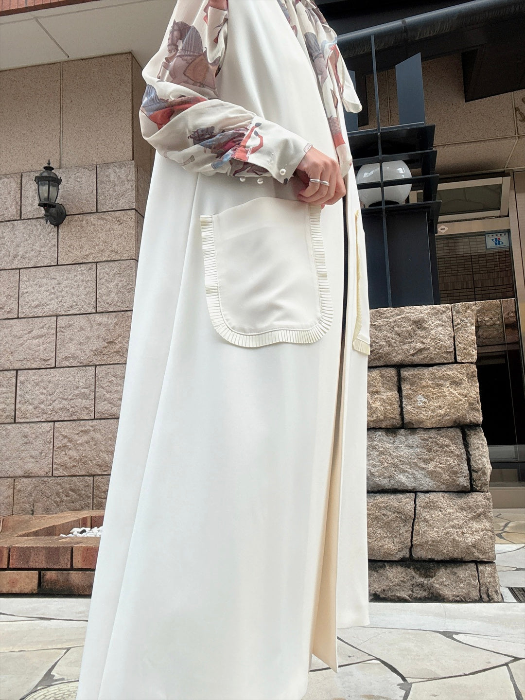 pocket pleated long gilet