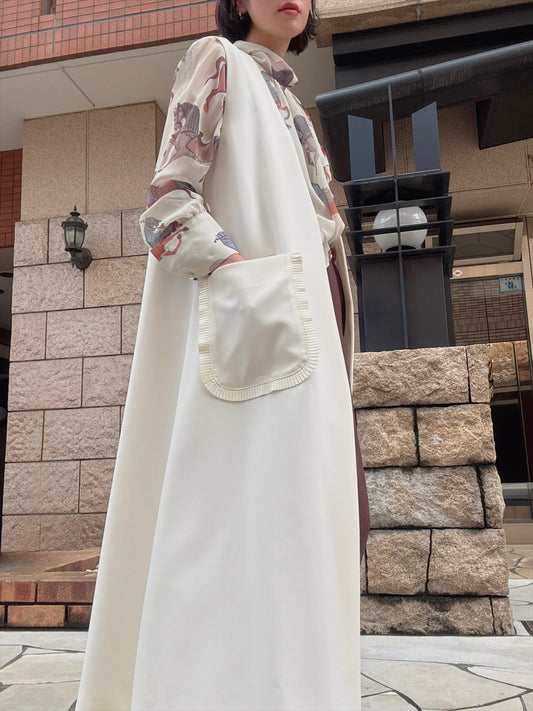 pocket pleated long gilet