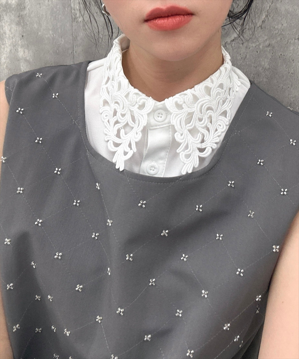 cut work false collar