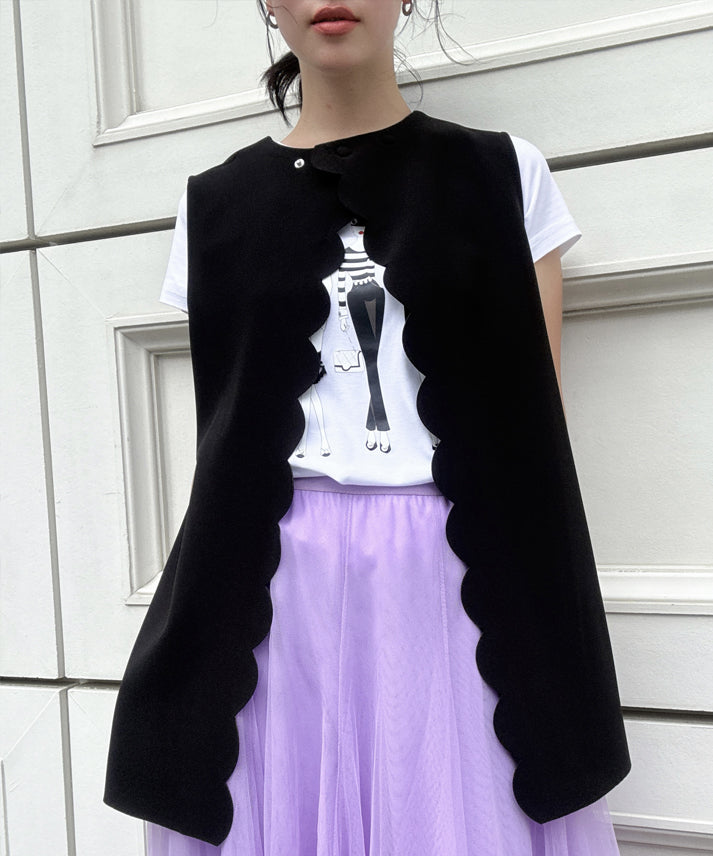 back button scalloped vest