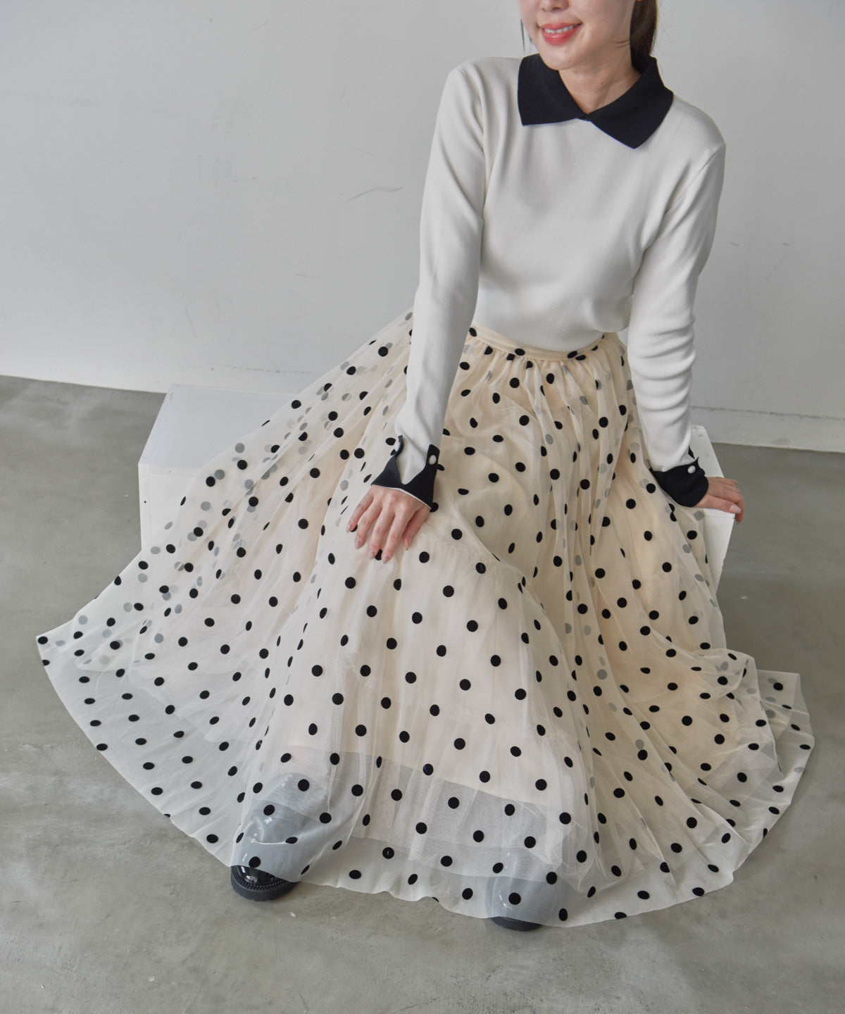 tulle flocky dot skirt – miele grande