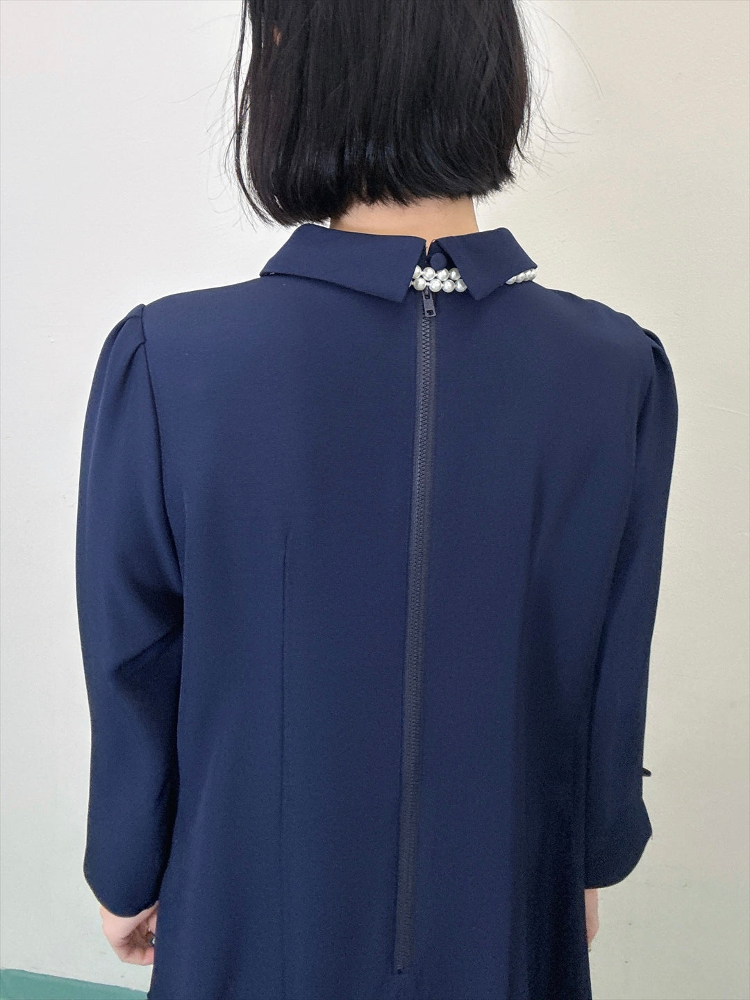hem switching tweed frills onepiece
