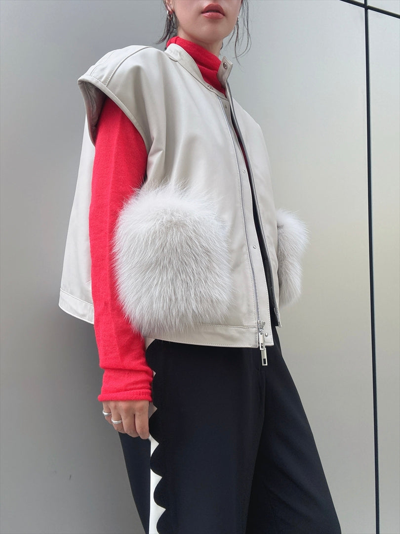 sheepskin down fur with pocket vest