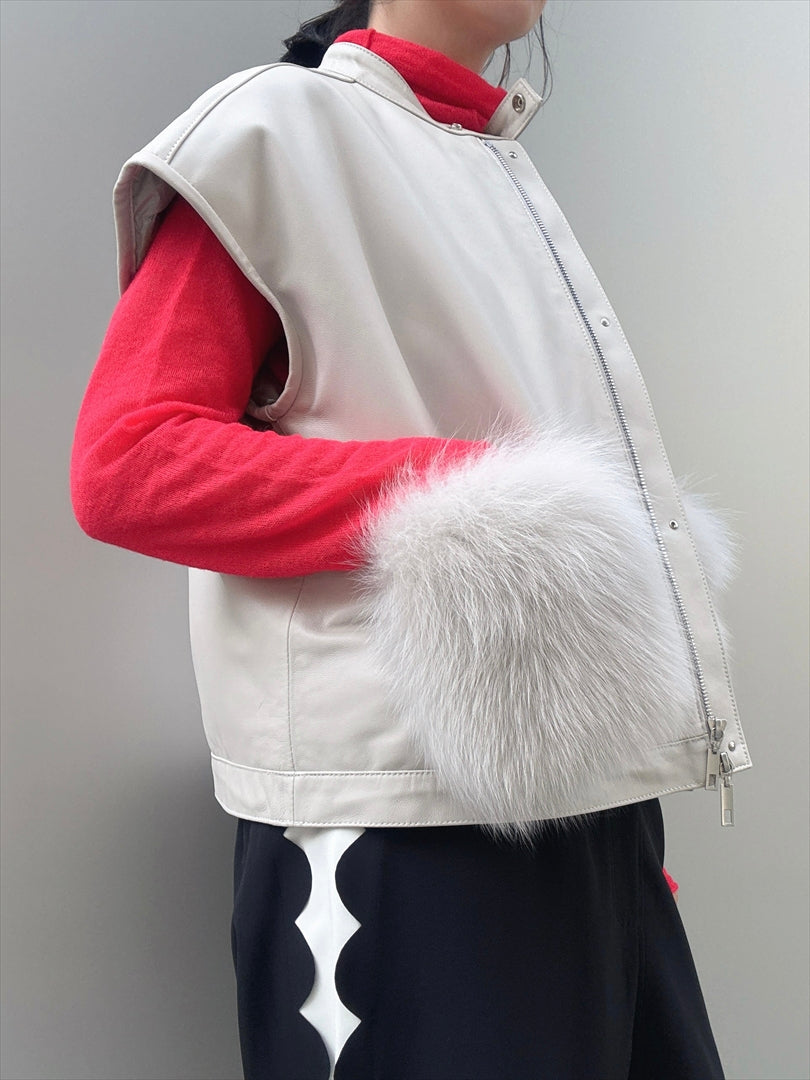 sheepskin down fur with pocket vest