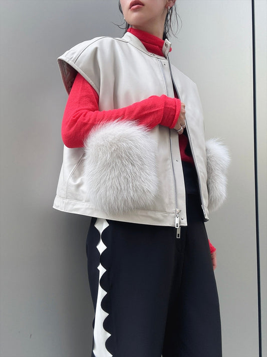 sheepskin down fur with pocket vest