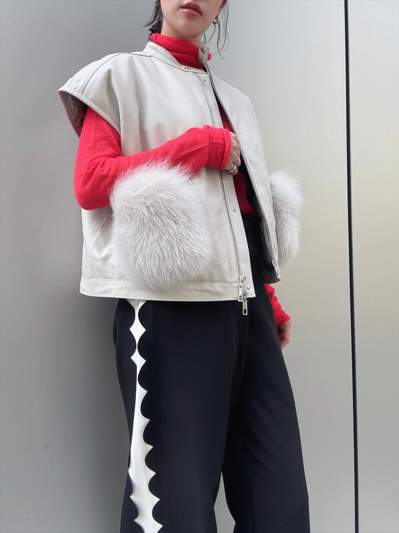 sheepskin down fur with pocket vest