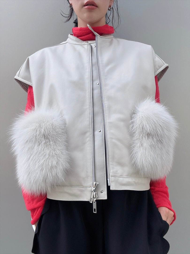 sheepskin down fur with pocket vest