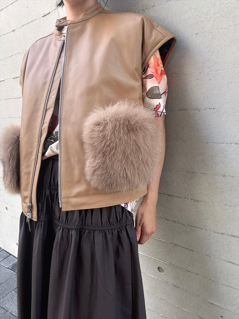 sheepskin down fur with pocket vest