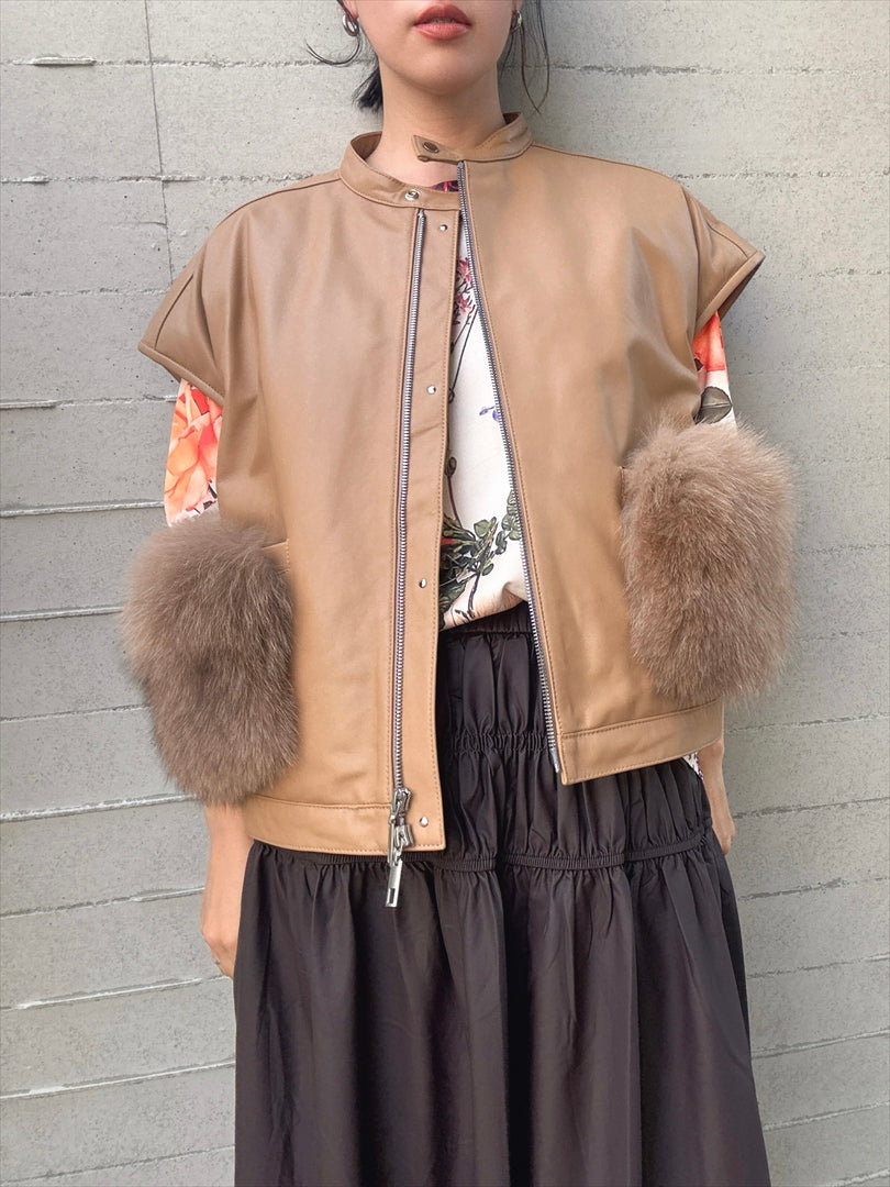 sheepskin down fur with pocket vest