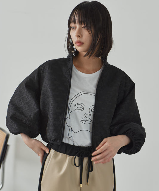 voluminous sleeve jacquard blouson