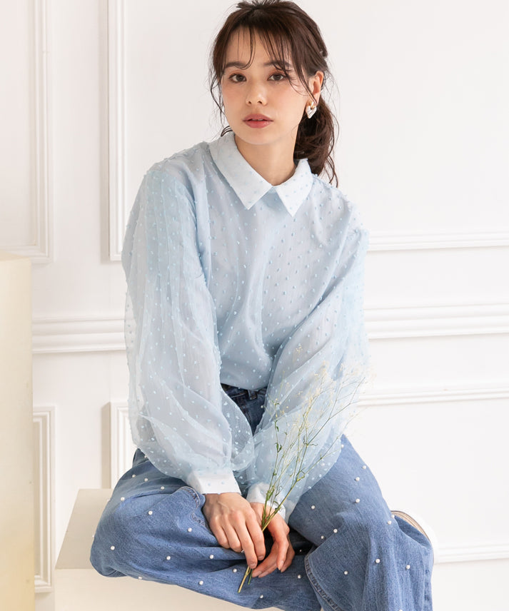 dot organdy blouse
