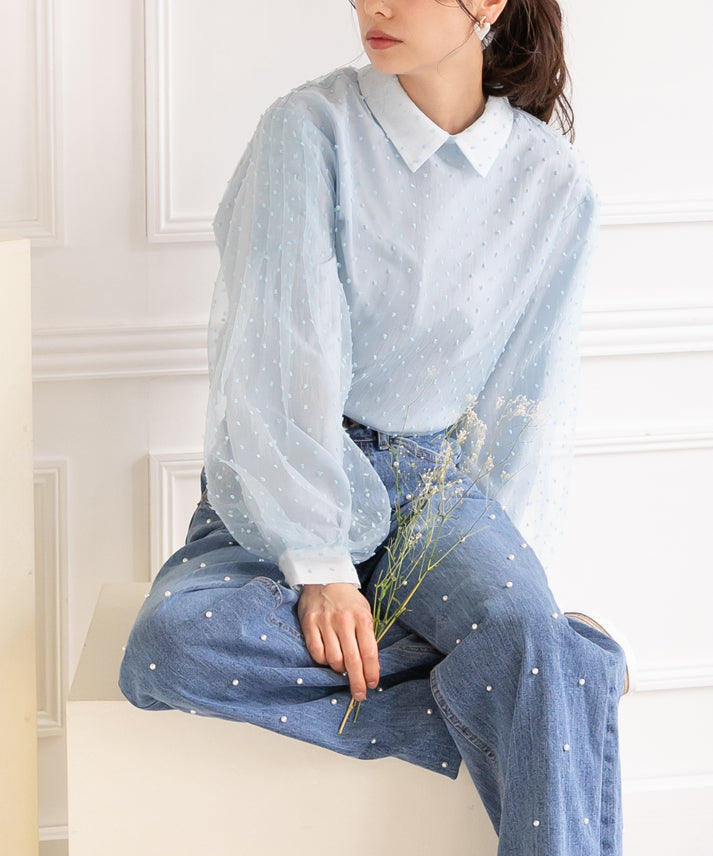 dot organdy blouse
