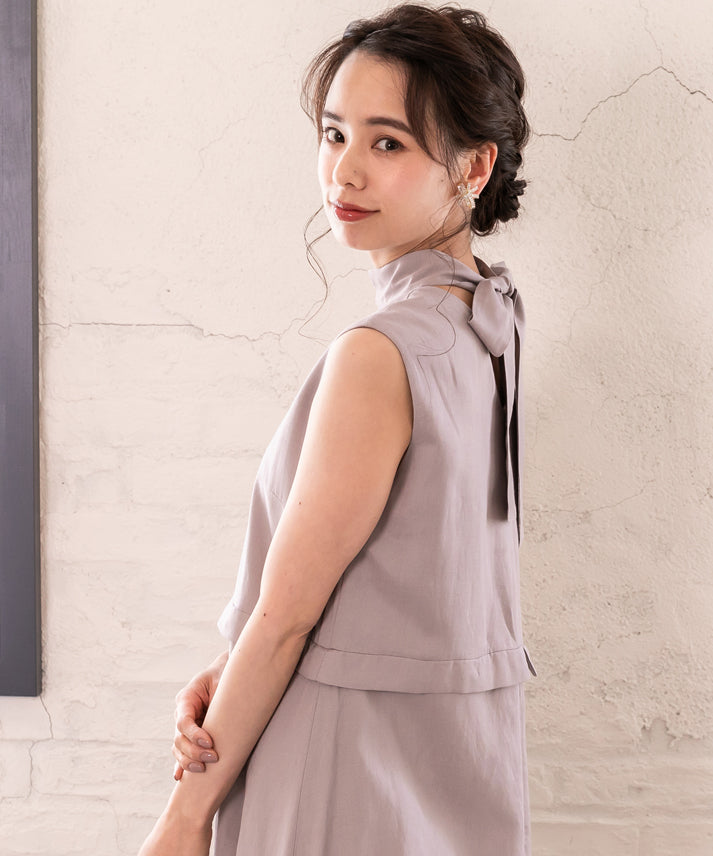 sleeveless bycolor tulle onepiece