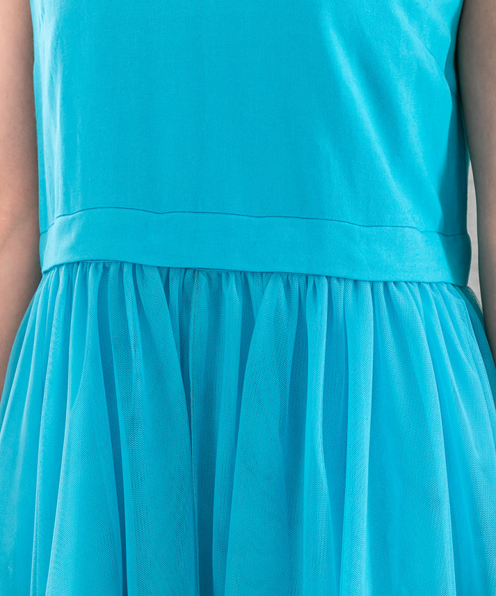 sleeveless bycolor tulle onepiece