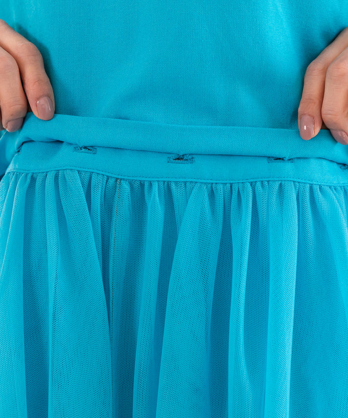 sleeveless bycolor tulle onepiece