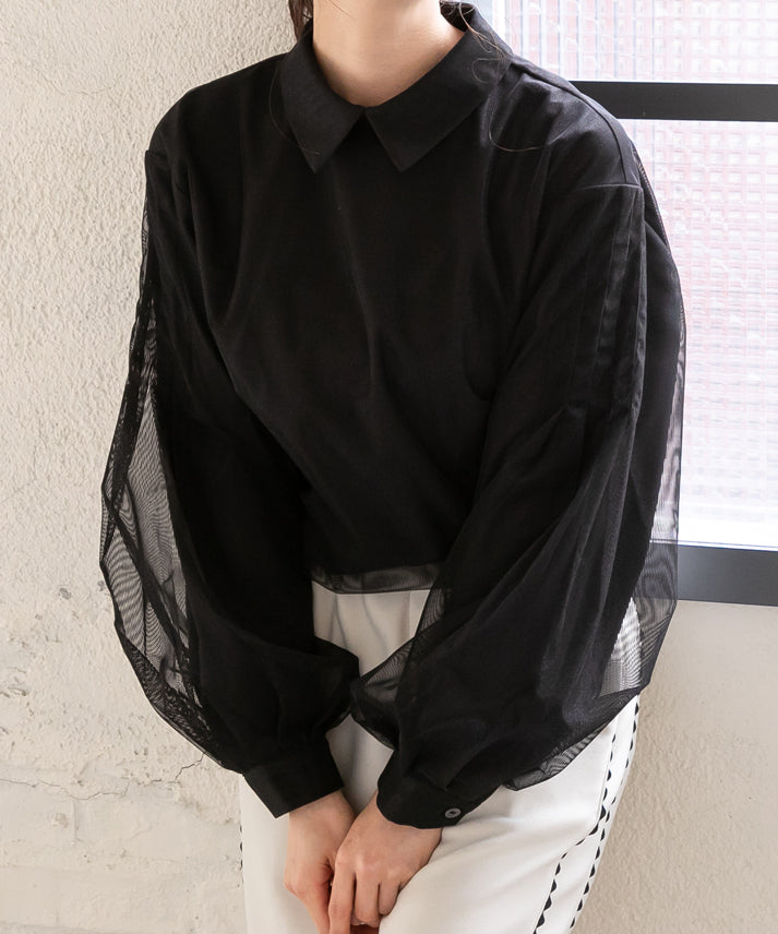 stripe organdy blouse