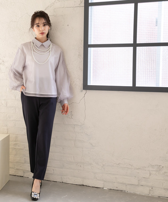 stripe organdy blouse