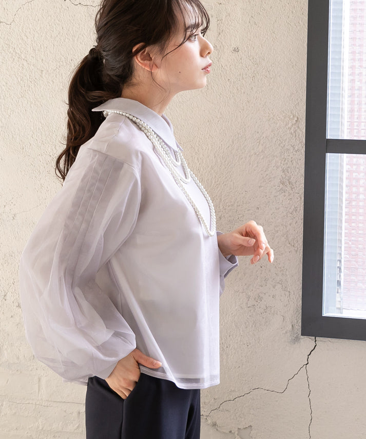 stripe organdy blouse