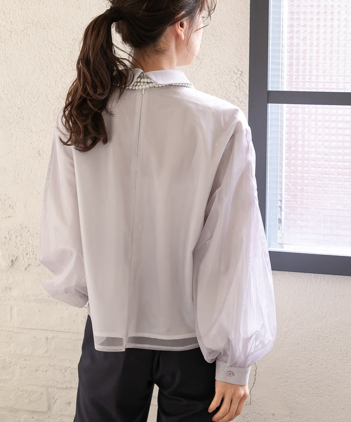 stripe organdy blouse