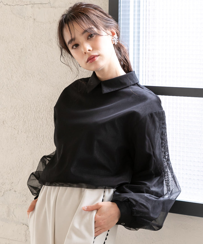 stripe organdy blouse