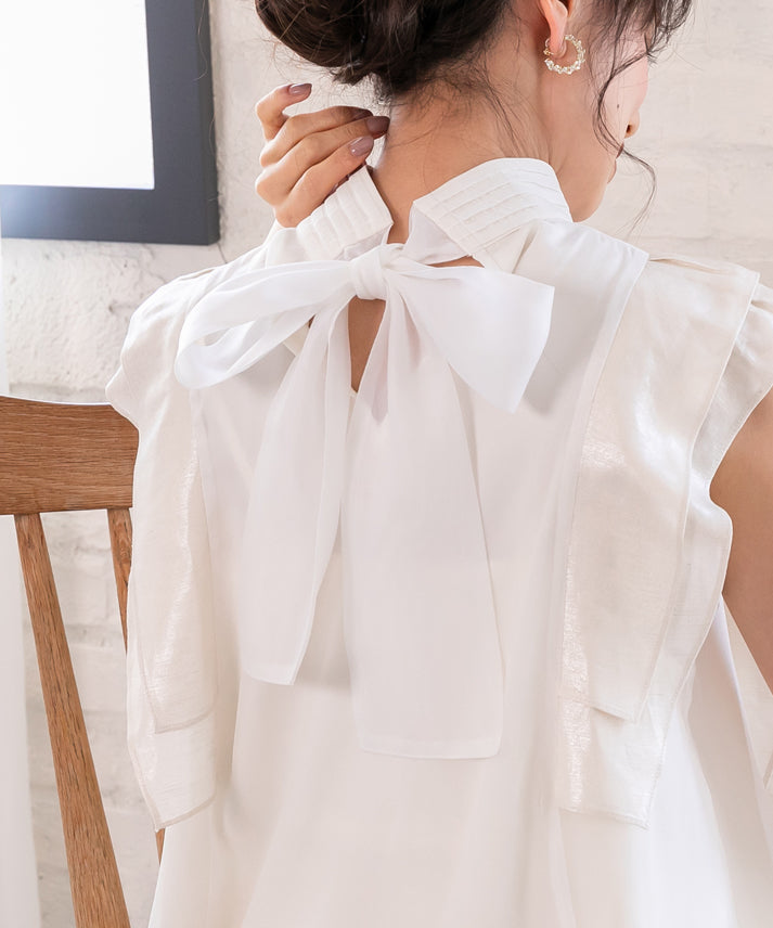 hemp frills no sleeve blouse