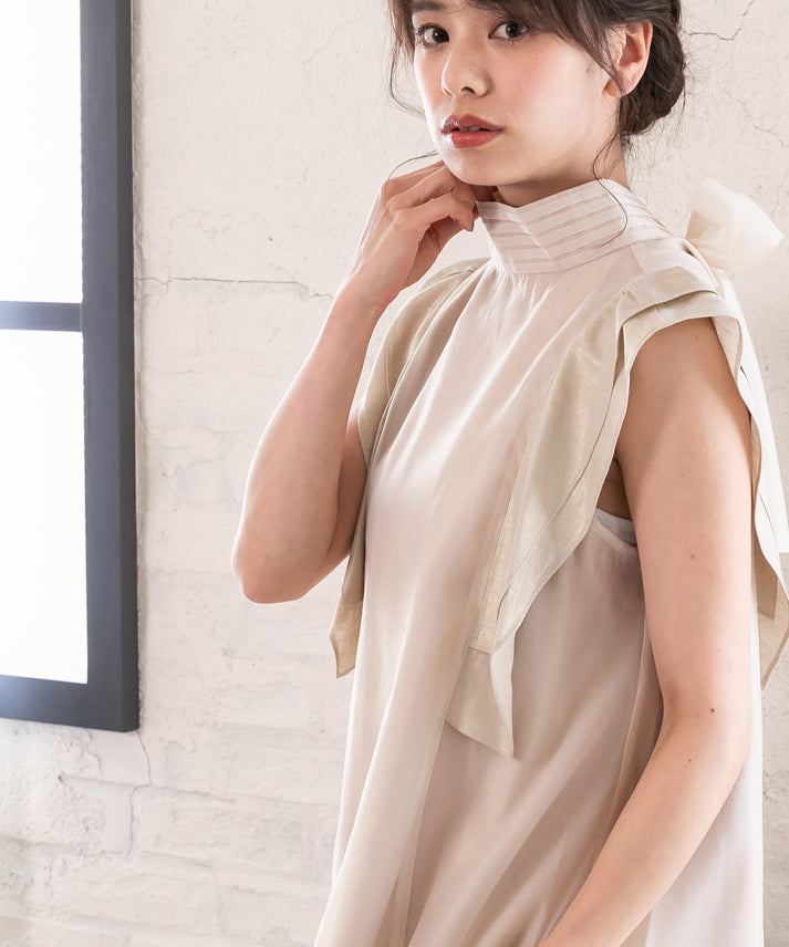 hemp frills no sleeve blouse