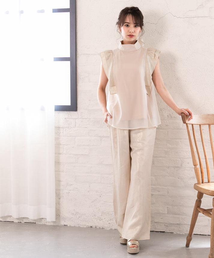 hemp frills no sleeve blouse