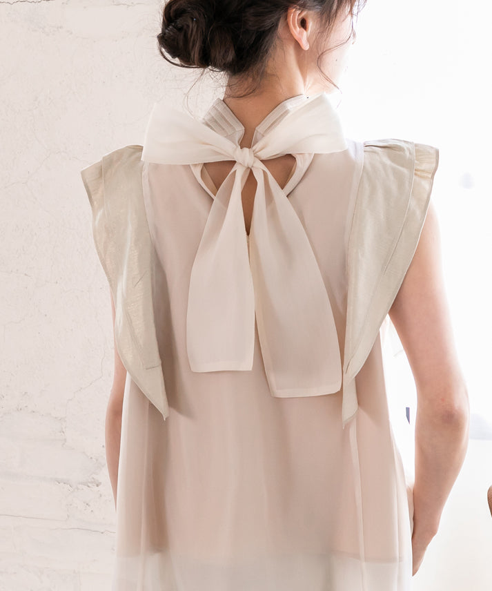 hemp frills no sleeve blouse