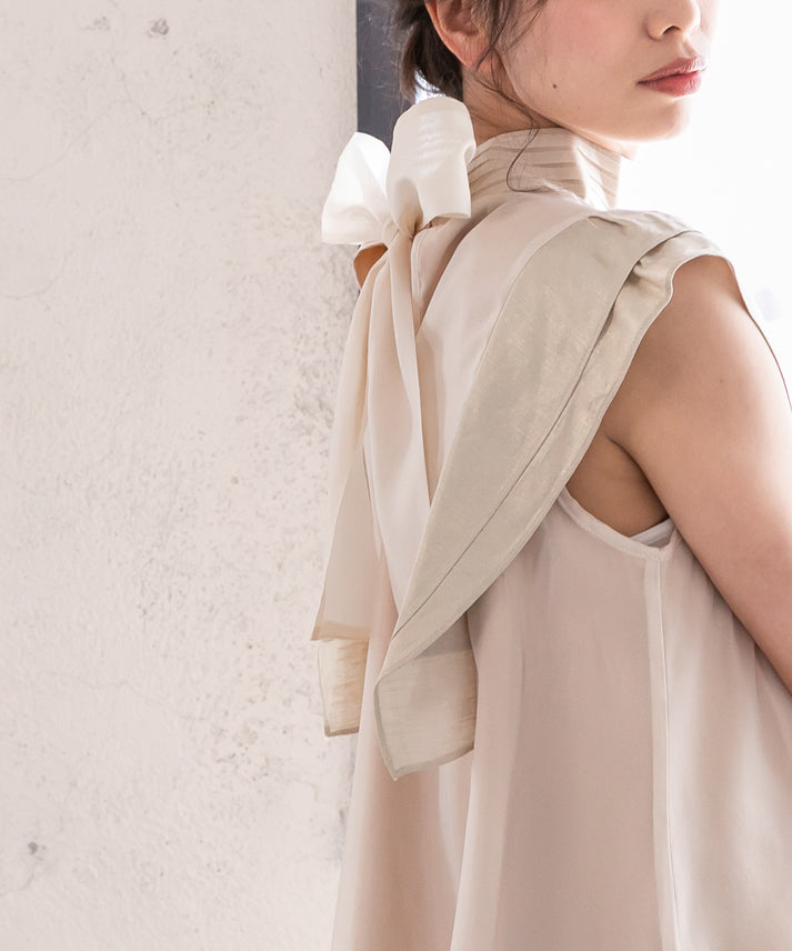 hemp frills no sleeve blouse