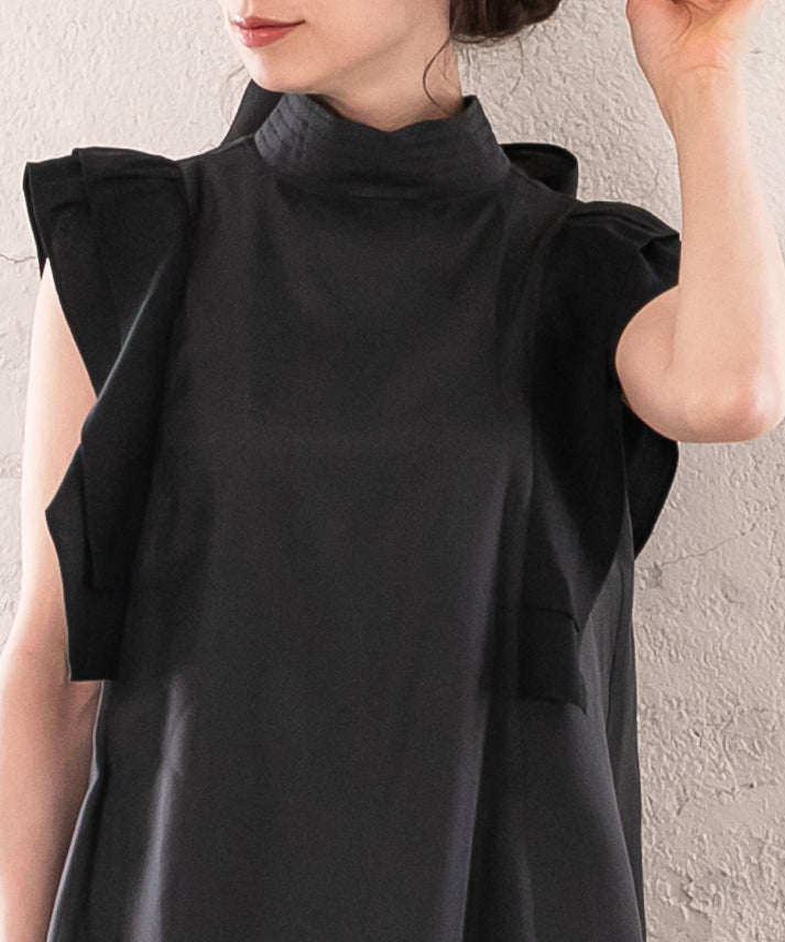 hemp frills no sleeve blouse