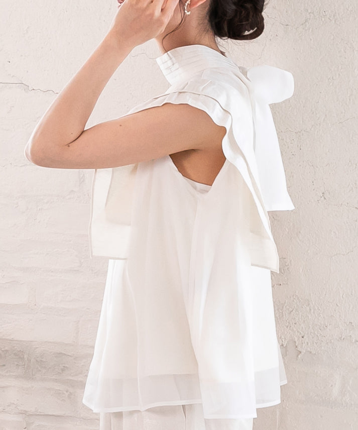 hemp frills no sleeve blouse