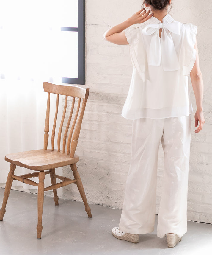 hemp frills no sleeve blouse