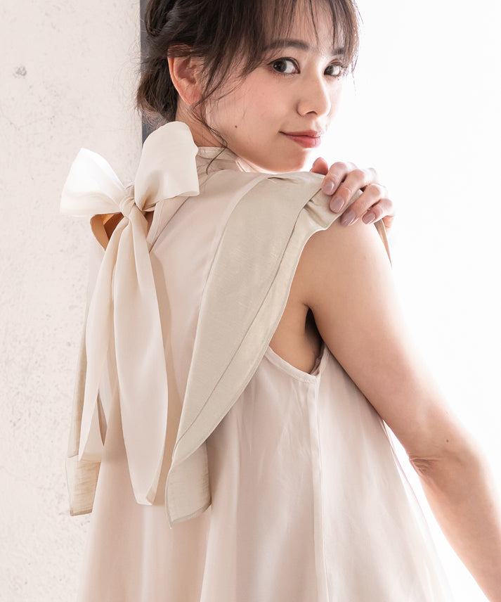 hemp frills no sleeve blouse