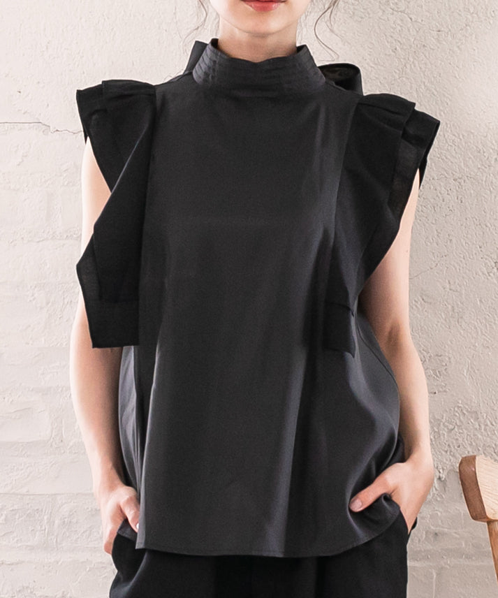 hemp frills no sleeve blouse