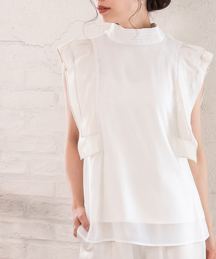 hemp frills no sleeve blouse