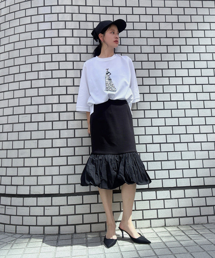 hem balloon mermaid skirt short