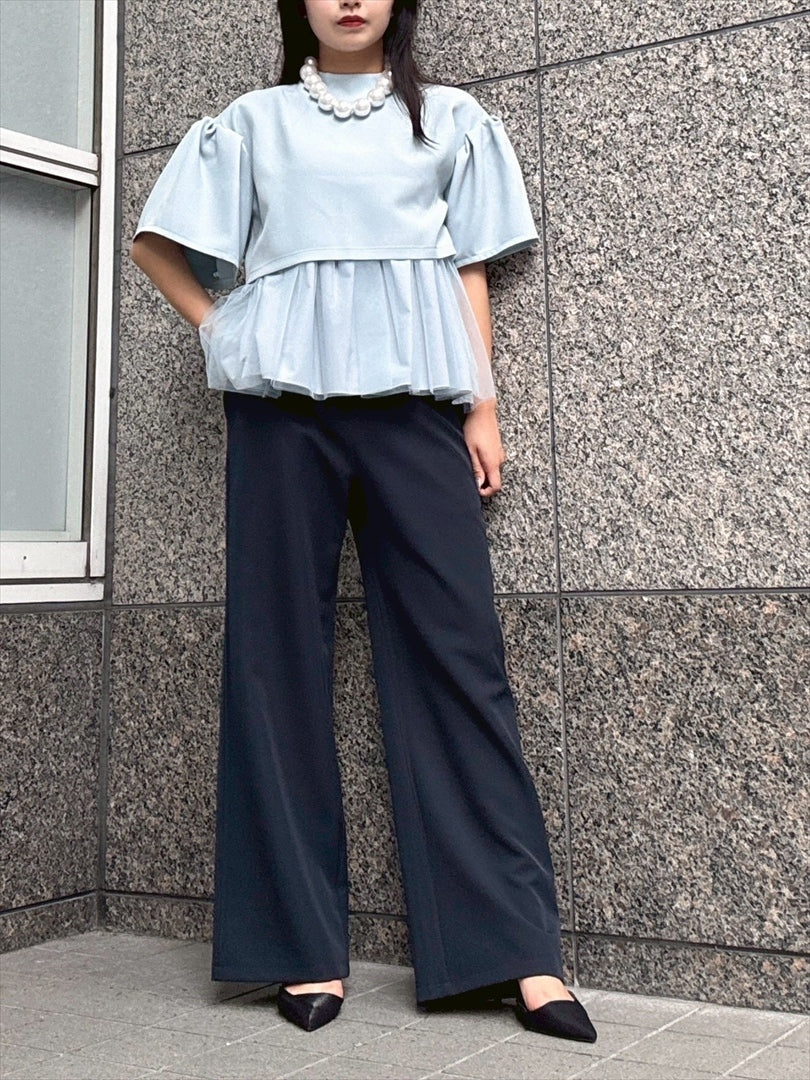 2way sleeve balloon tulle layered blouse