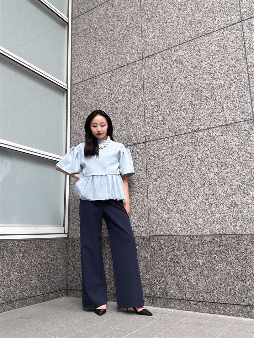 2way sleeve balloon tulle layered blouse