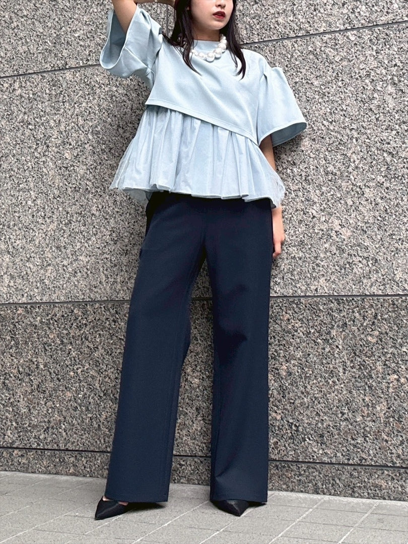 2way sleeve balloon tulle layered blouse