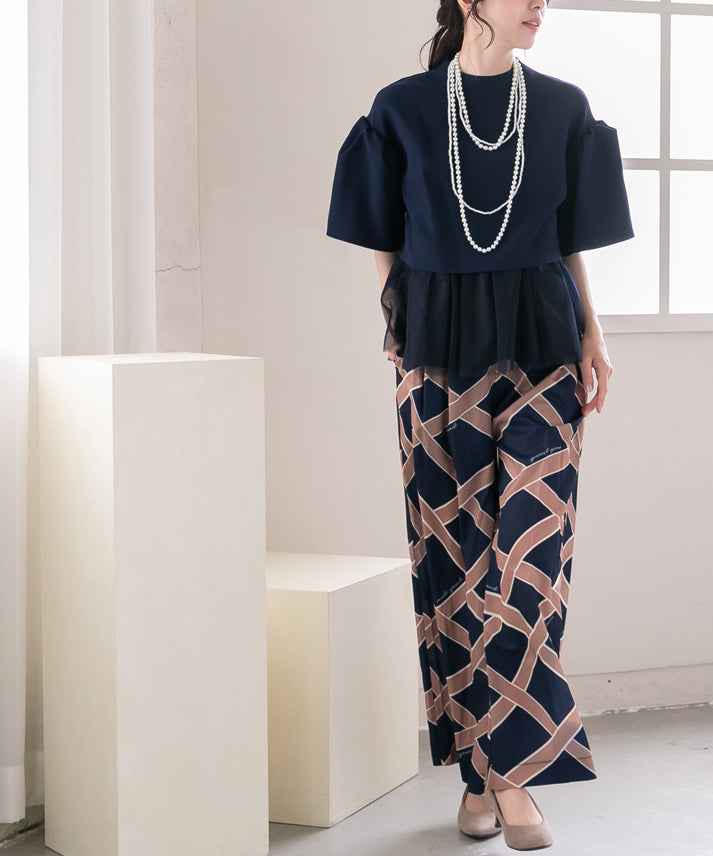 2way sleeve balloon tulle layered blouse