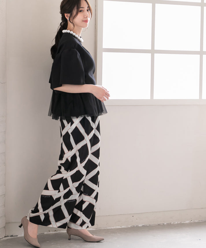 2way sleeve balloon tulle layered blouse