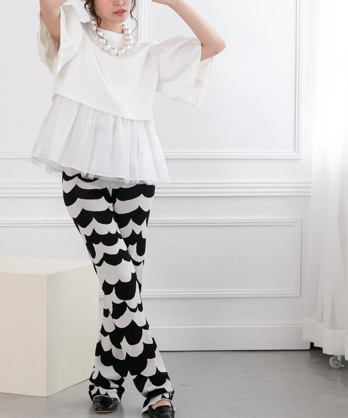 2way sleeve balloon tulle layered blouse