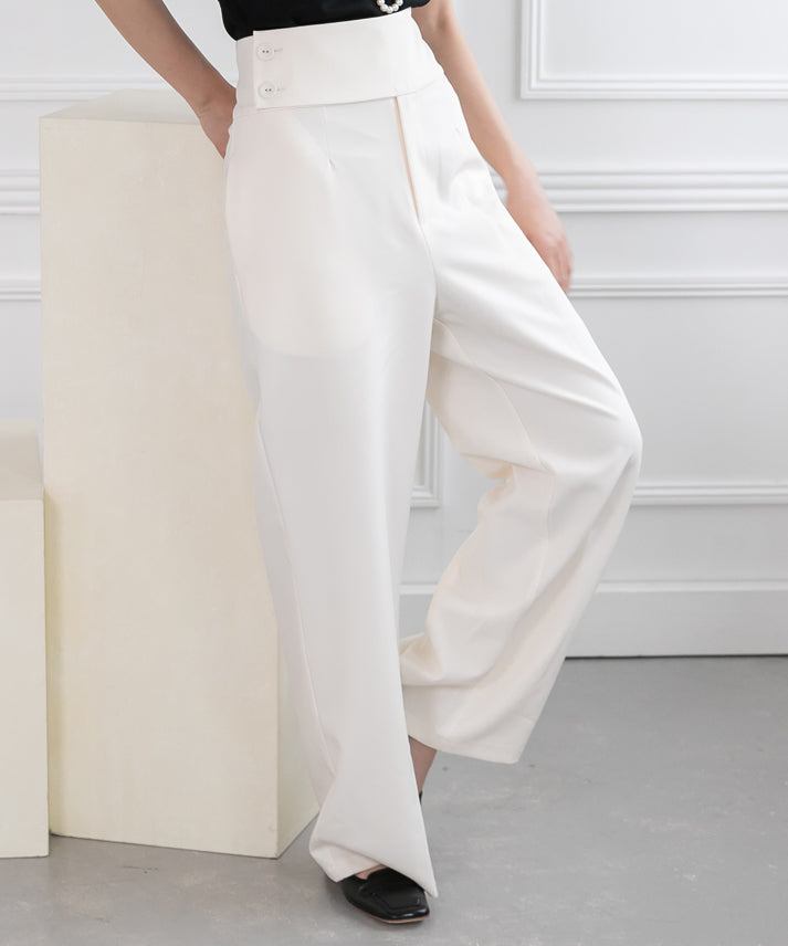 waist button wide pants