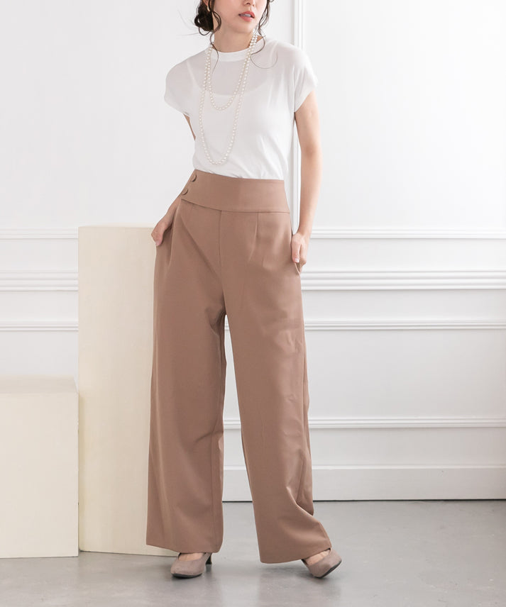 waist button wide pants